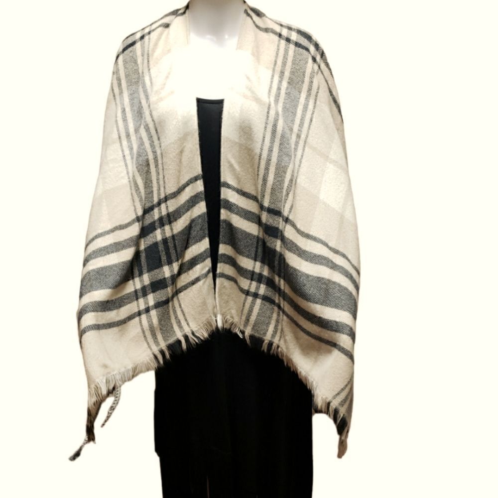 Timless Classic Plaid Shawl Wrap sz OS - Picture 2 of 6